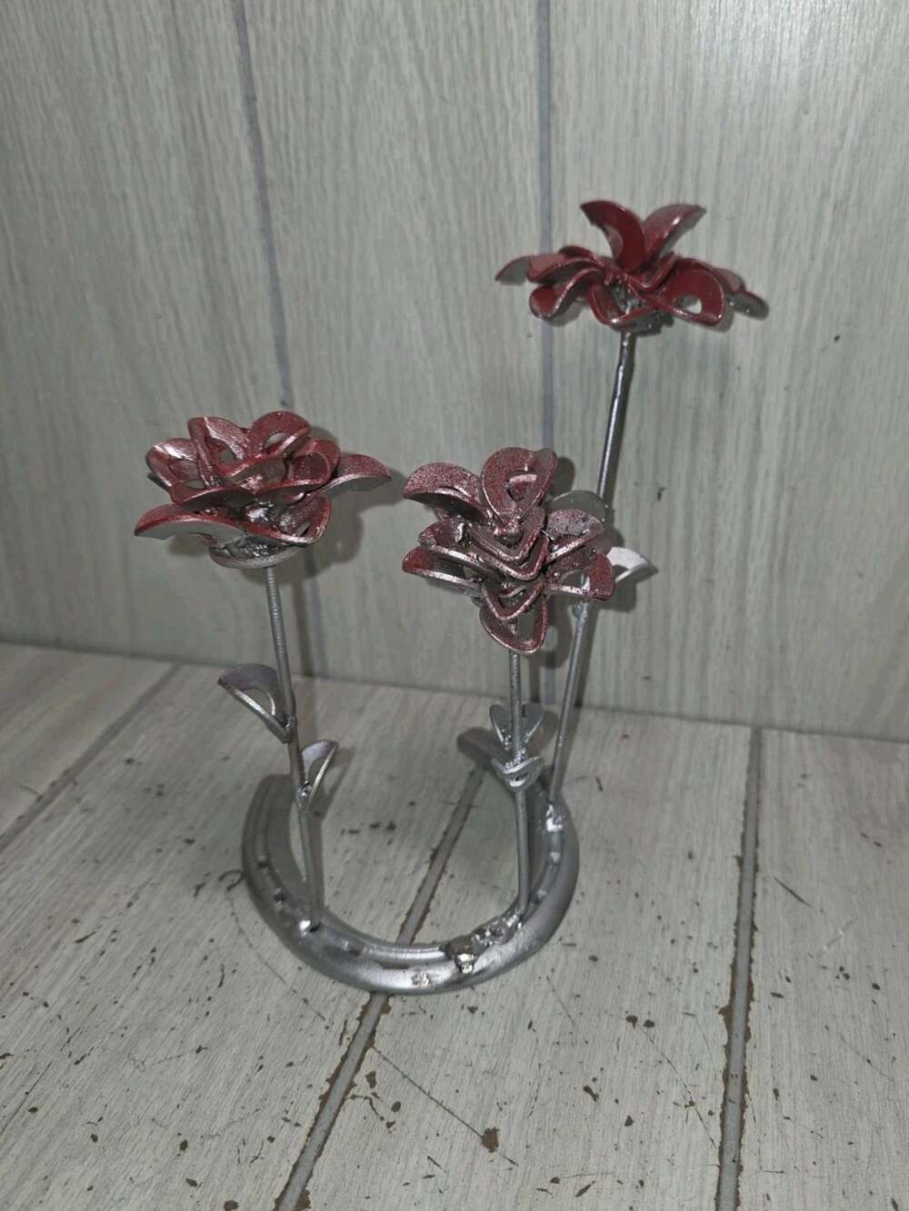 Metal Roses Welding Projects Welded Metal Flower Handcrafted Horseshoe Washers